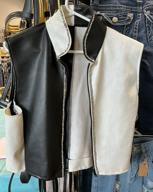 Show Vest Black/White Faux Lether