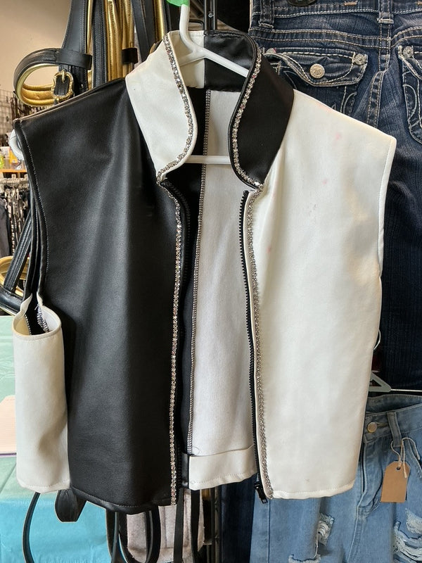 Show Vest – Black/White Faux Leather | Used, Good