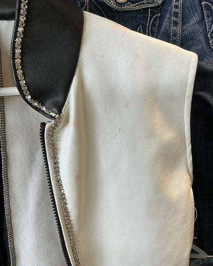 Show Vest Black/White Faux Lether