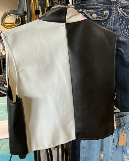 Show Vest Black/White Faux Lether