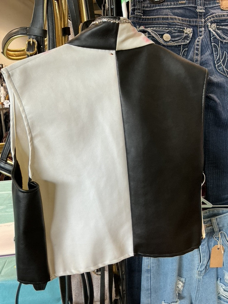 Show Vest Black/White Faux Lether
