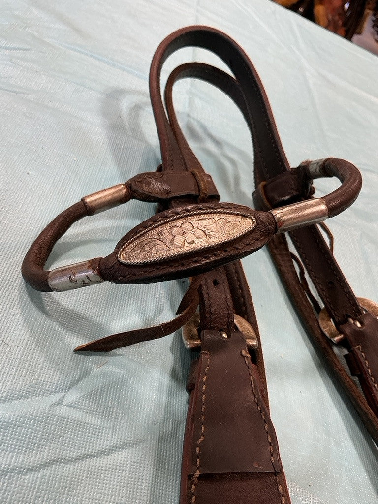 Western Headstall Show Silver Dark