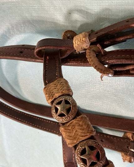 Western Headstall Star Accents & Rawhide
