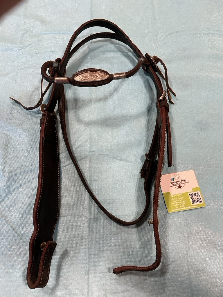Western Headstall Show Silver Dark