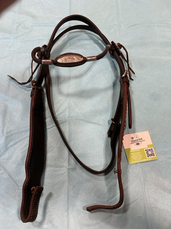Western Headstall – Show, Dark Leather & Silver | Used, Very Good