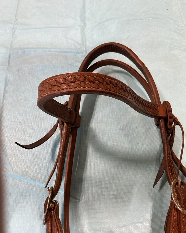 Western Headstall Brown Basket Weave