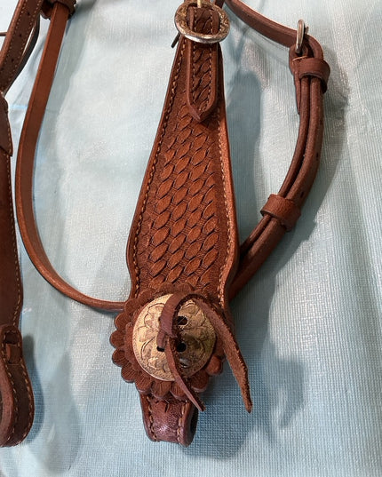Western Headstall Brown Basket Weave