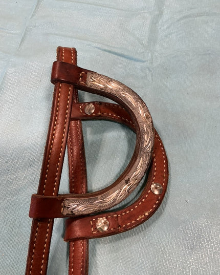 Western Headstall Show2ear Brown/Silver