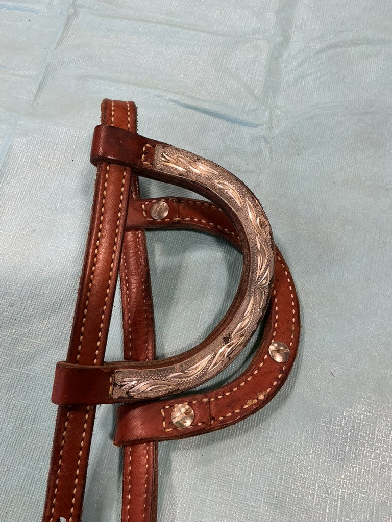 Western Headstall Show2ear Brown/Silver