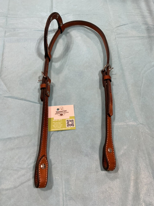 Western Headstall – Show One-Ear, Brown & Silver | Used, Very Good
