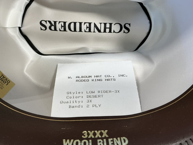 Cowboy Hat Tan Felt 3X 7 1/8"
