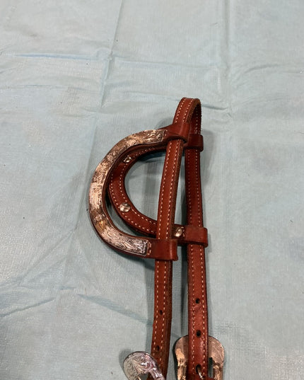 Western Headstall Show2ear Brown/Silver