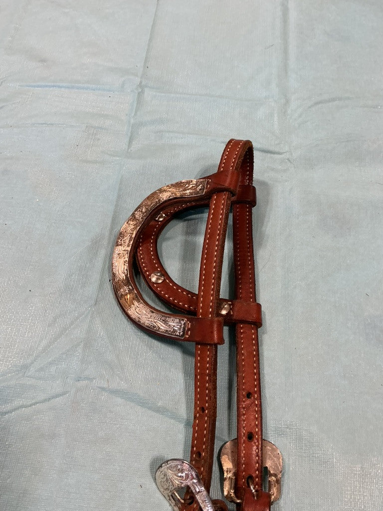 Western Headstall Show2ear Brown/Silver
