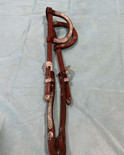 Western Headstall Show2ear Brown/Silver