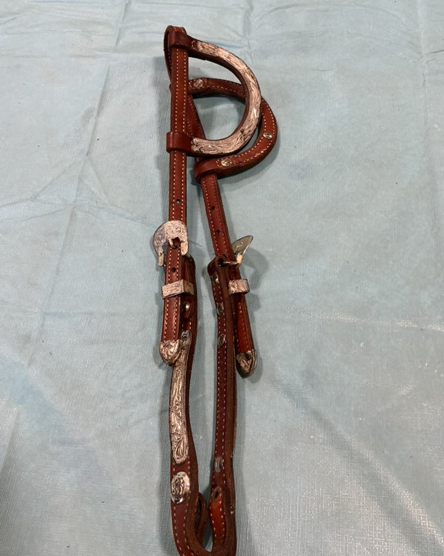 Western Headstall Show2ear Brown/Silver