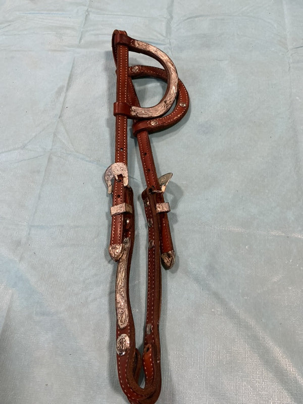 Western Headstall – Show Two-Ear, Brown & Silver | Used, Very Good