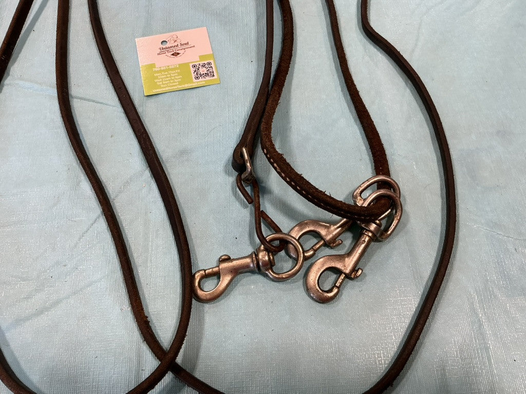 Western Reins Draw Brown Leather