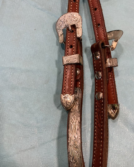 Western Headstall Show2ear Brown/Silver