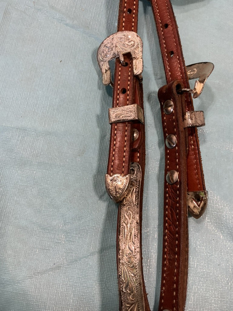 Western Headstall Show2ear Brown/Silver
