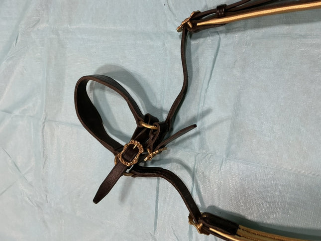 English Bridle & Bitless Bridle & Reins & Breast Plate Black Gold SET 