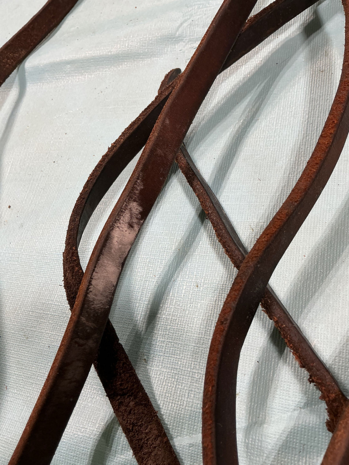 Western Reins  Brown Leather Split  (very worn)
