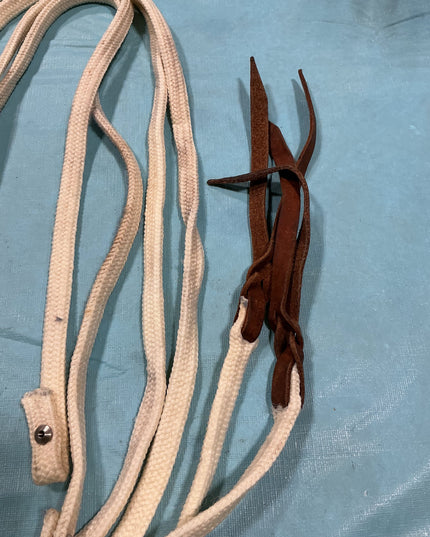 Reins Western White Nylon Leather Ends