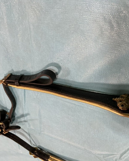 English Bridle & Bitless Bridle & Reins & Breast Plate Black Gold SET 