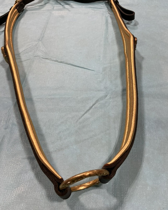 English Bridle & Bitless Bridle & Reins & Breast Plate Black Gold SET 