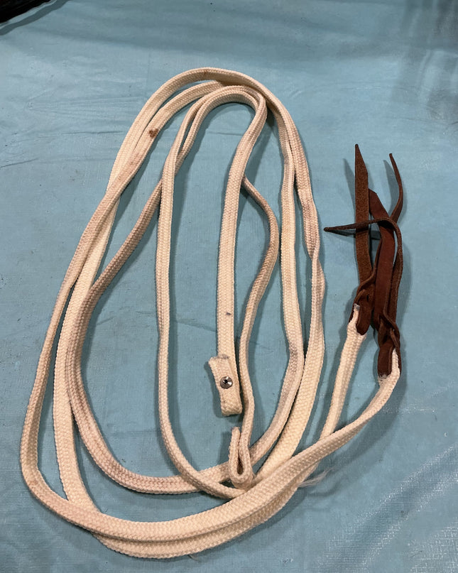 Reins Western White Nylon Leather Ends