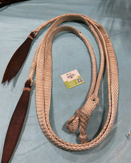 Reins Western Split Braided Yacht Rope with Leather Poppers