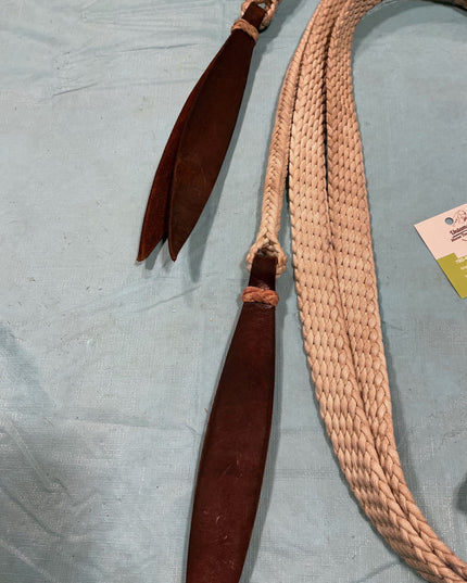 Reins Western Split Braided Yacht Rope with Leather Poppers