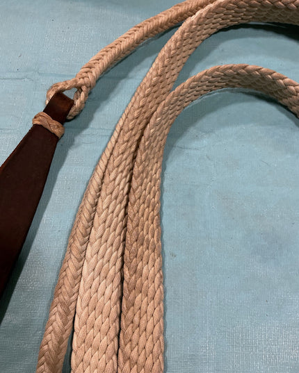 Reins Western Split Braided Yacht Rope with Leather Poppers