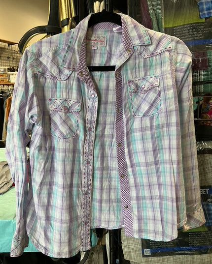Shirt Panhandle Slim Kids XL Purple Plaid