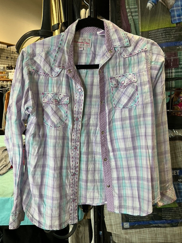 Shirt Panhandle Slim Kids XL Purple Plaid