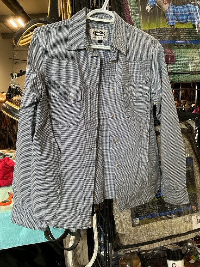 Shirt Roper Navy Blue Plaid Size Small