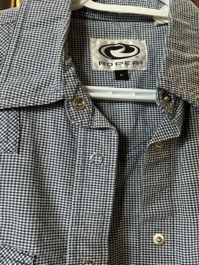 Shirt Roper Navy Blue Plaid Size Small
