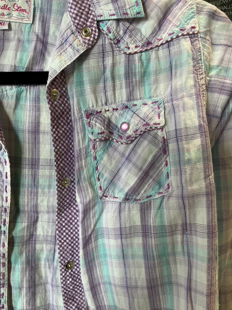 Shirt Panhandle Slim Kids XL Purple Plaid
