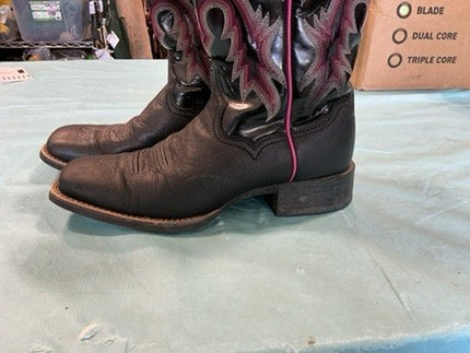 Boots, Ariat Black/Pink Leather Upper Size 9B
