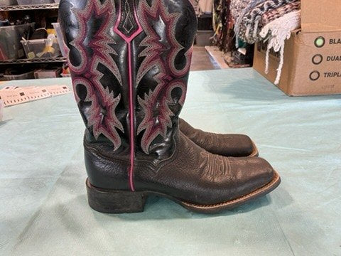 Boots, Ariat Black/Pink Leather Upper Size 9B