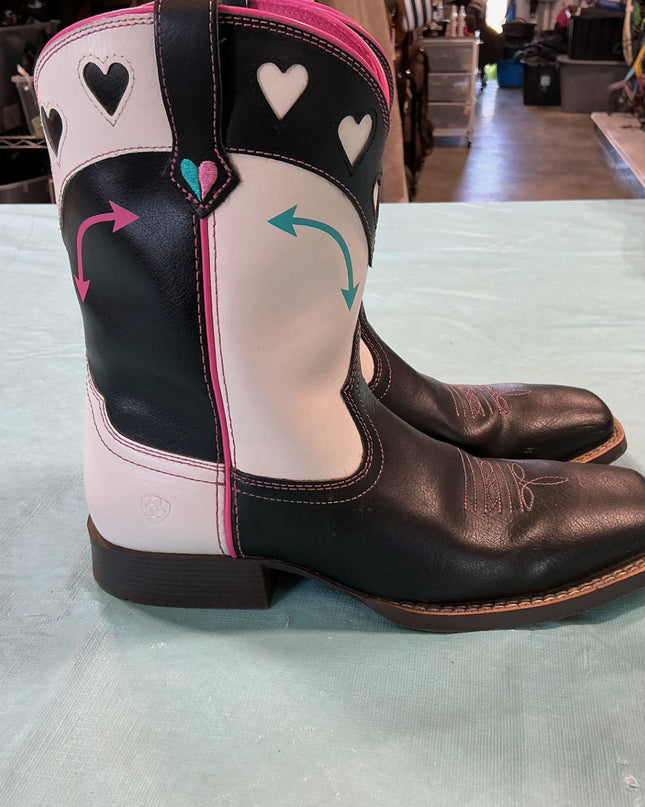 Boots, Ariat Black/Pink Leather Uppers