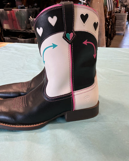 Boots, Ariat Black/Pink Leather Uppers