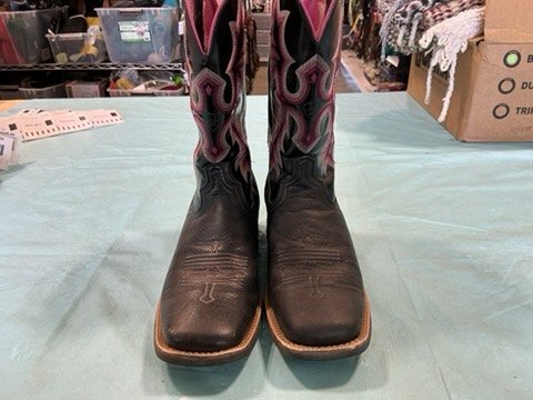 Boots, Ariat Black/Pink Leather Upper Size 9B