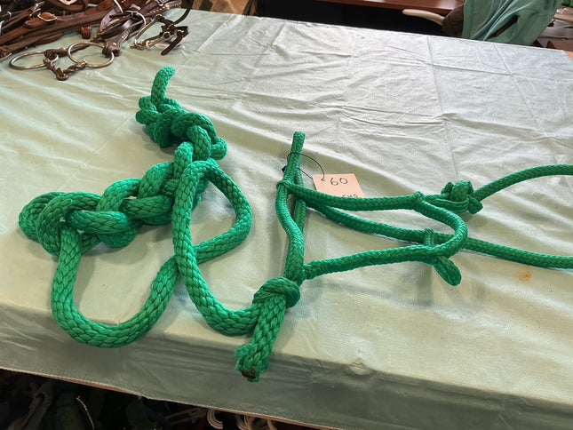 Rope Halter and Lead Green 