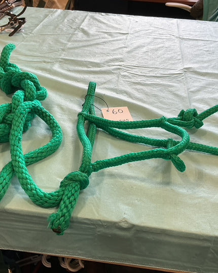 Rope Halter and Lead Green 