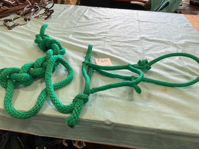 Rope Halter and Lead Green 