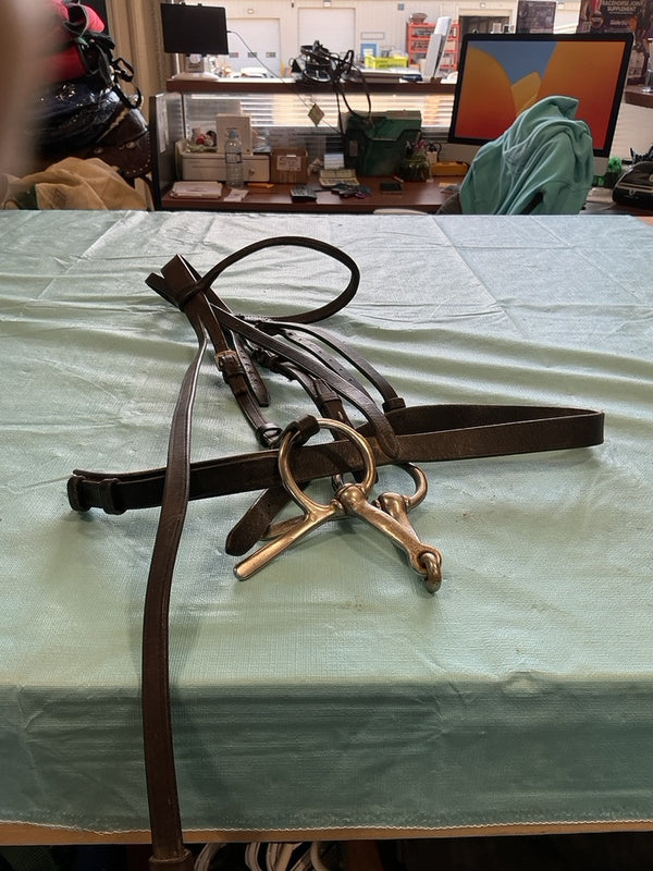 Western Headstall with Reins & Bit – Dark | Used