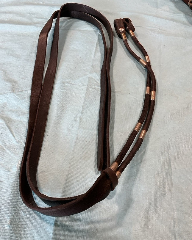 Western Reins Split Black/Silver Accents