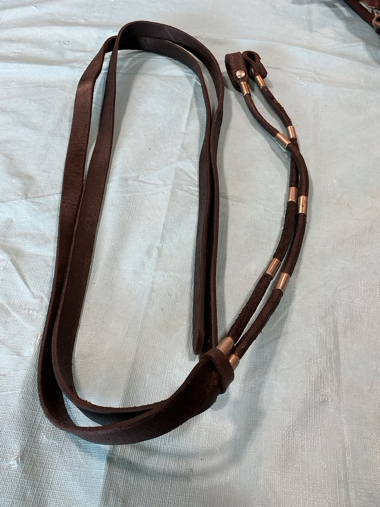 Western Reins Split Black/Silver Accents