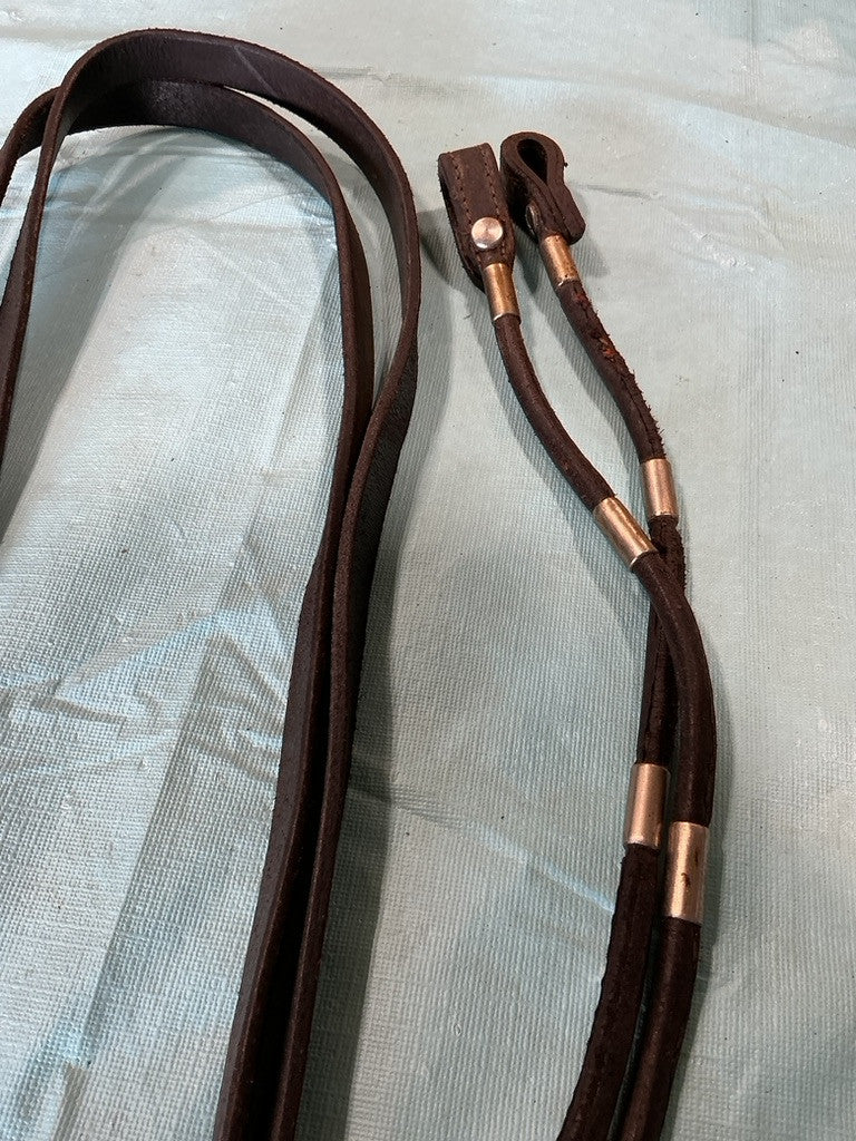 Western Reins Split Black/Silver Accents
