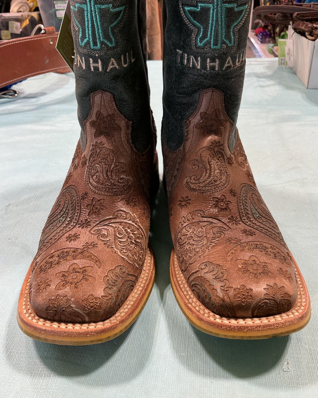 Cowboy Boots Womens Tin Haul Paisley Breeze Size 10